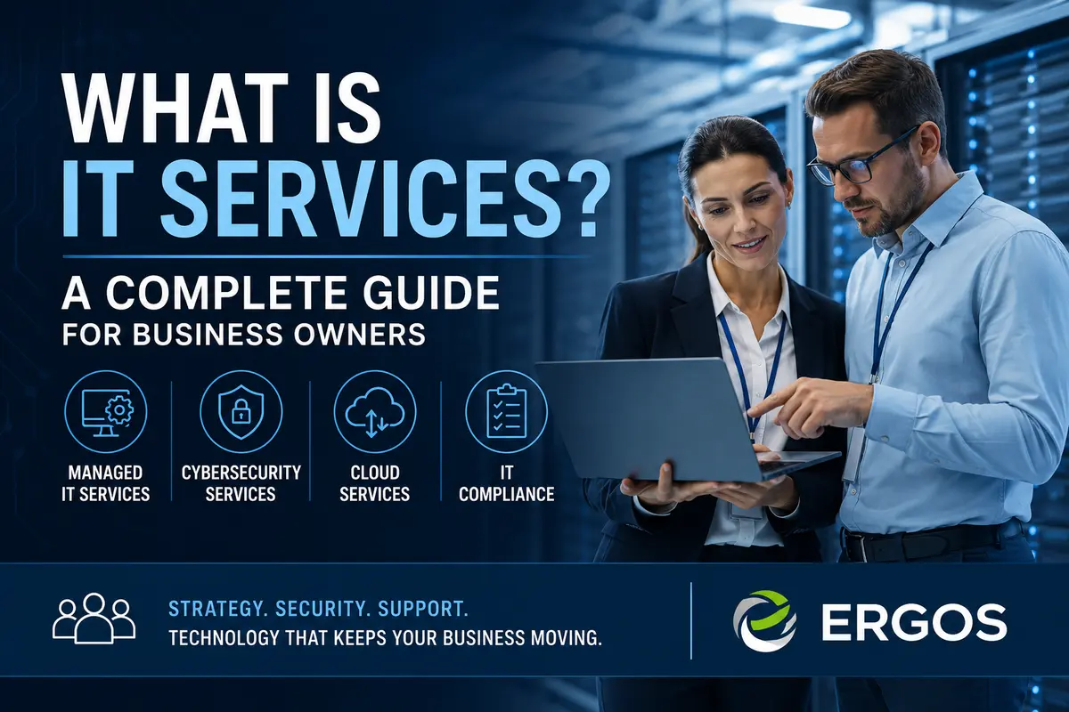 Business IT professionals reviewing network infrastructure and cybersecurity systems in a modern data center environment.